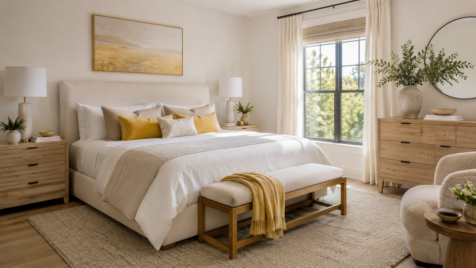 Cozy bedroom interior in Victoria BC home &mdash; the quality of life buyers find when working with an expert ABR Realtor