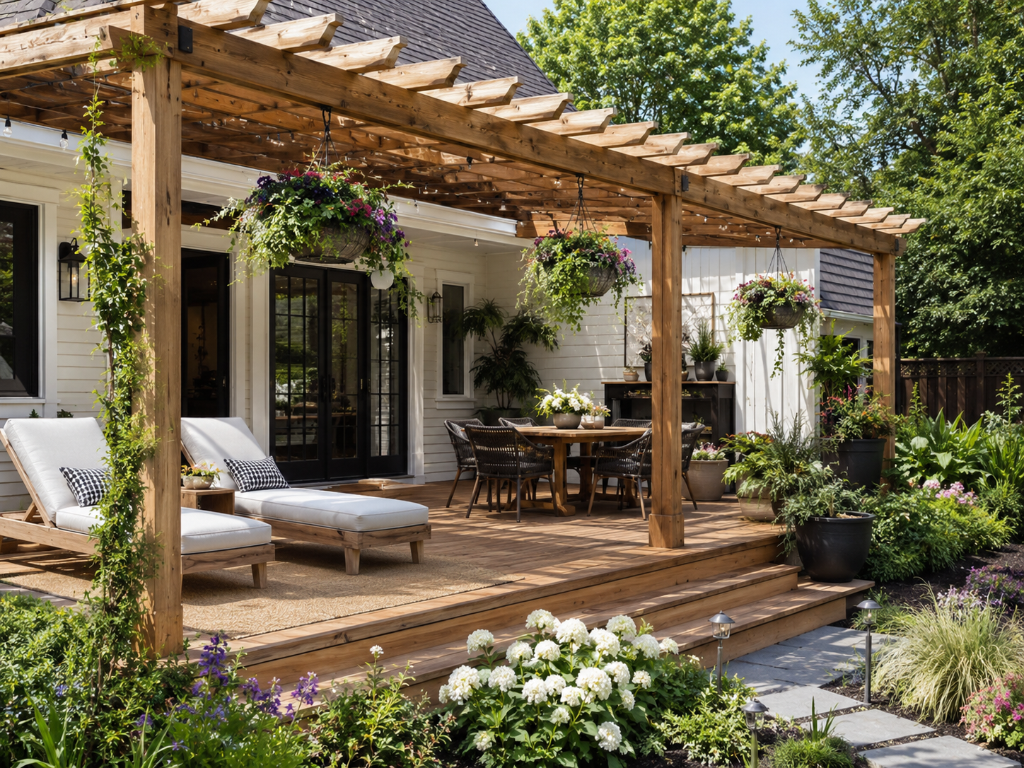 Summer patio at a Victoria BC home &mdash; the lifestyle buyers are working toward when getting pre-approved