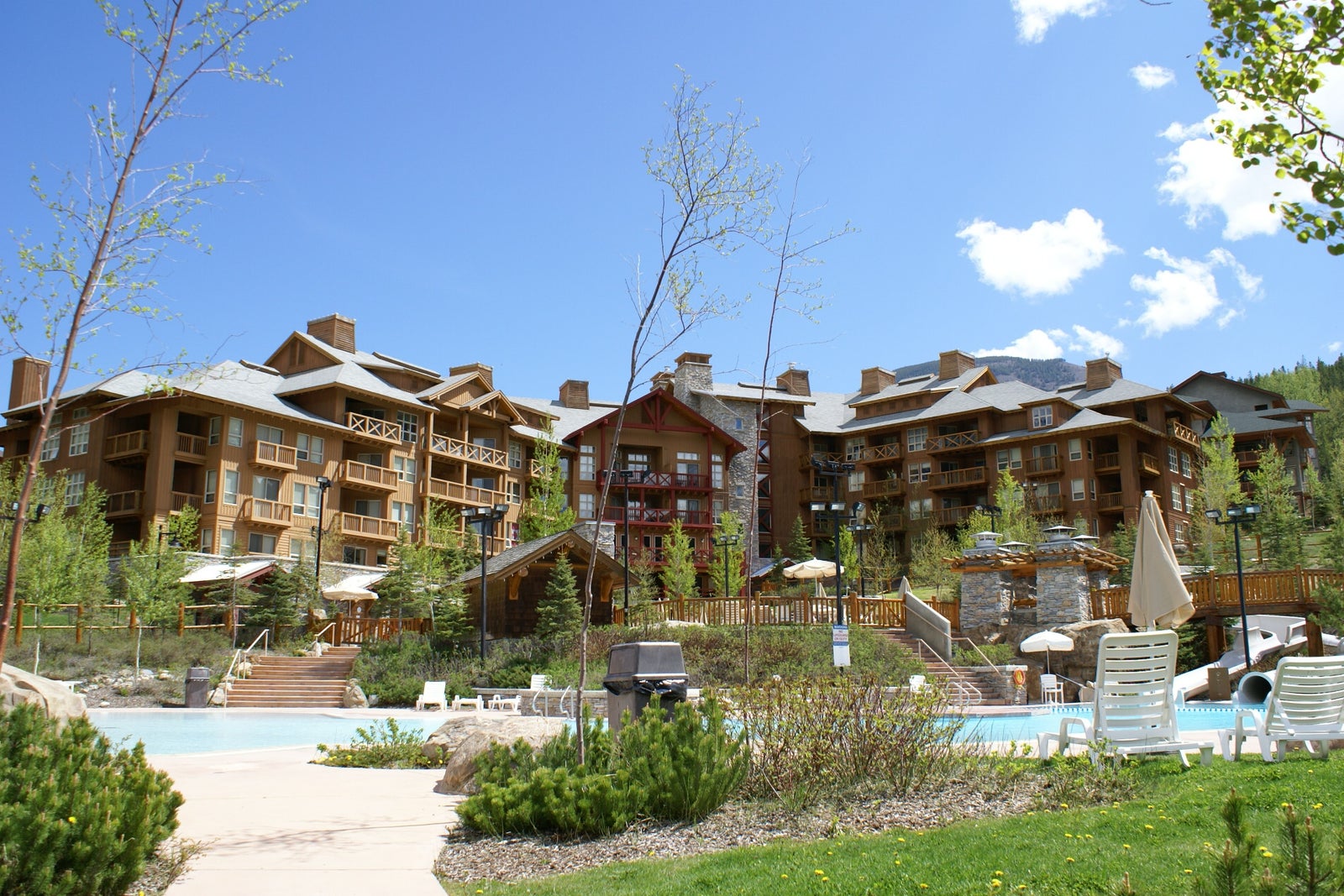 Condos and the pool in the village at Panorama Mountain Resort, BC