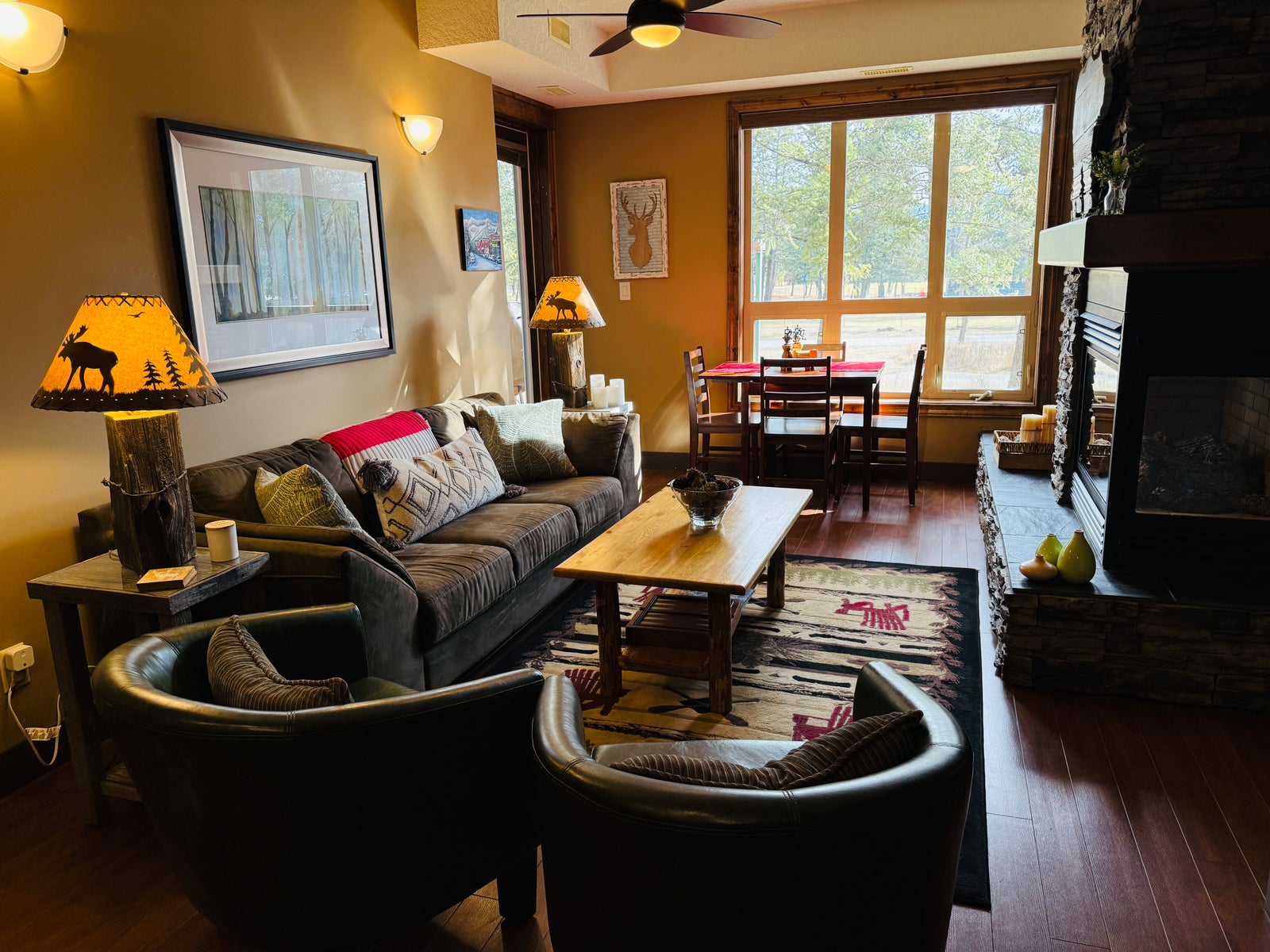 Living room in a two bedroom condo at Sable Ridge, Radium Hot Springs, BC