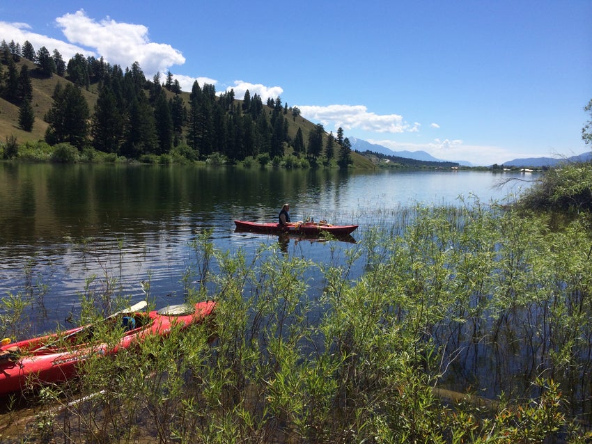 Canoeing down Columbia Lake in Invermere
