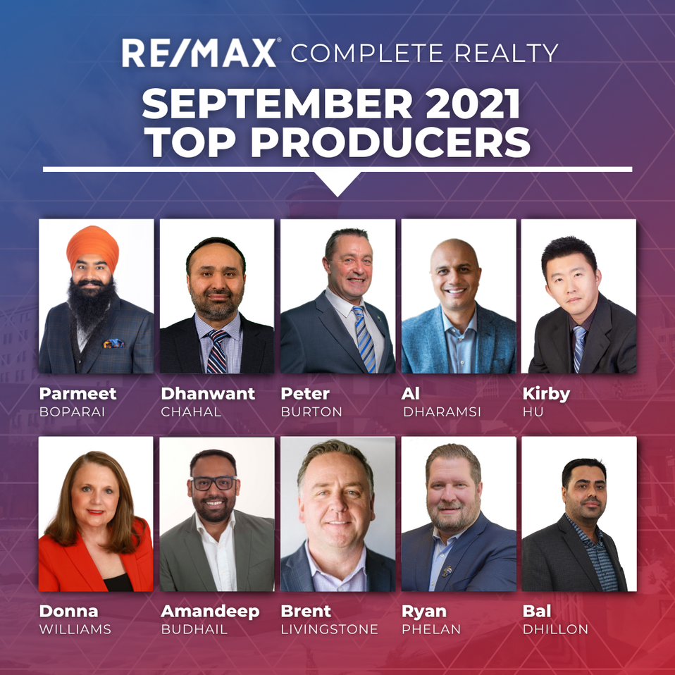 Calgary RE/MAX Complete Realty Top Producing Agents 2021