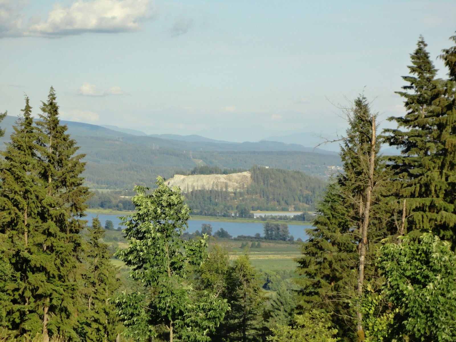 Scenic view of Coquitlam BC showing forested hillsides, river valley and mountain backdrop – My Dream Realty property management Coquitlam